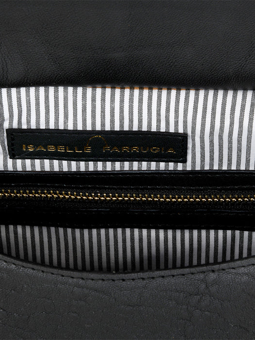 LA BESACE REJANE EN CUIR BUBBLE NOIR