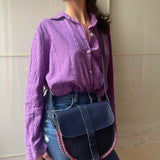 Sac Elodie Bleu Marine Crochet