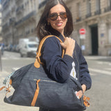 LE SAC ISABELLE EN JEAN  ET EN CUIR GOLD