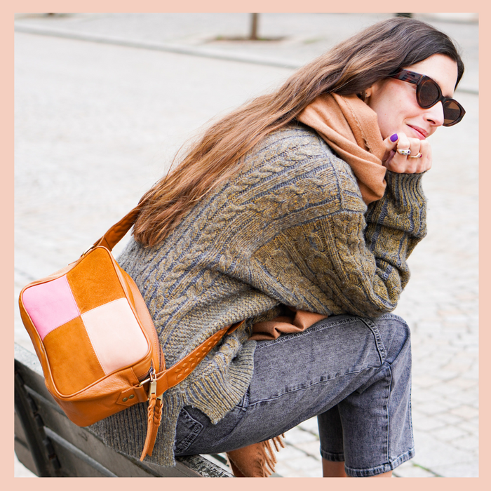 LE SAC MARINE PATCHWORK CAMEL ET ROSE
