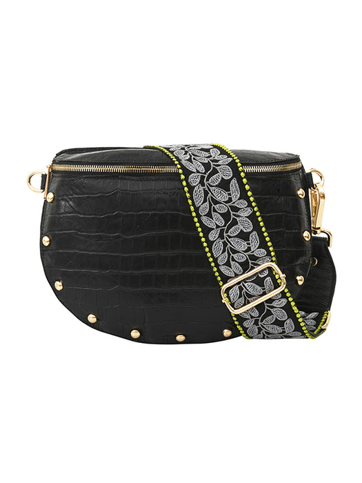 La Banane Tchikitita en cuir embossé croco noire