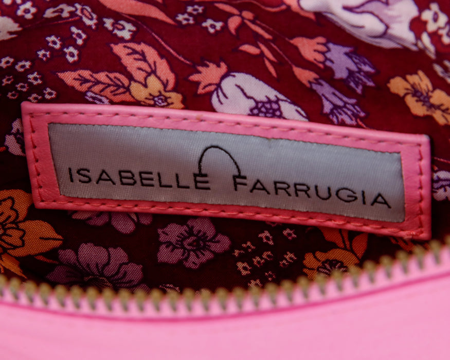 LA POCHETTE ARIELLE TRESSEE A LA MAIN ROSE BONBON ET NOIR