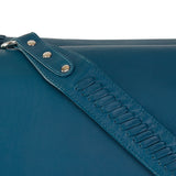 Le nouveau sac Mia en cuir tressé bleu canard