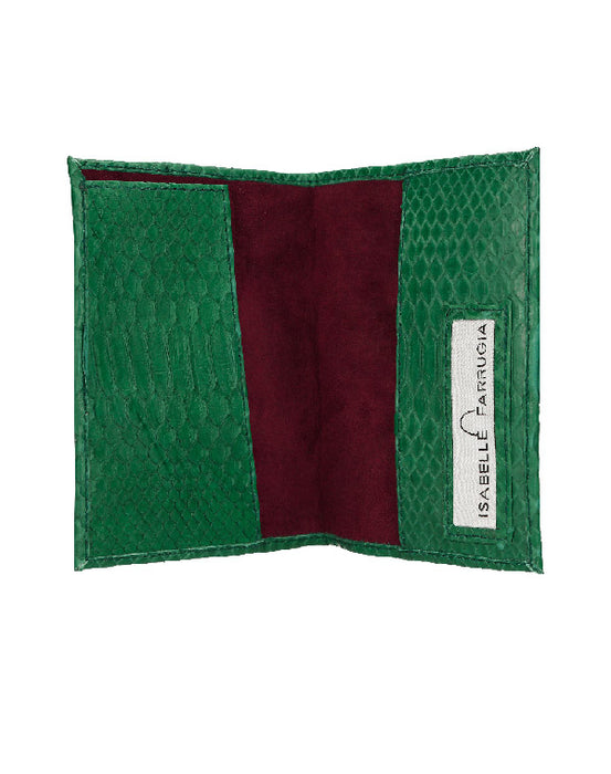 Porte passeport en python vert gazon  DAVID